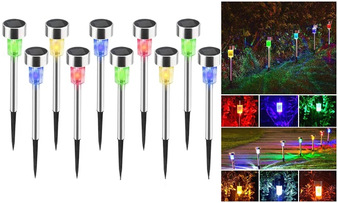 10db napelemes inox kerti LED lámpa