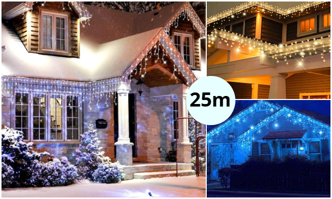 25m karácsonyi jégcsap fényfüzér