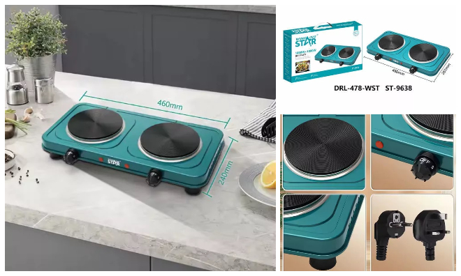 Dupla Elektromos Főzőlap 1000W