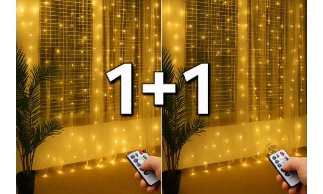 1+1 Beltéri Fényfüggöny, melegfehér