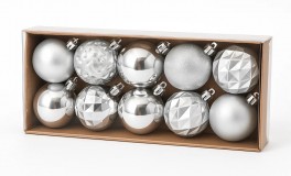 Ezüst gömbdísz készlet 12db, 8cm