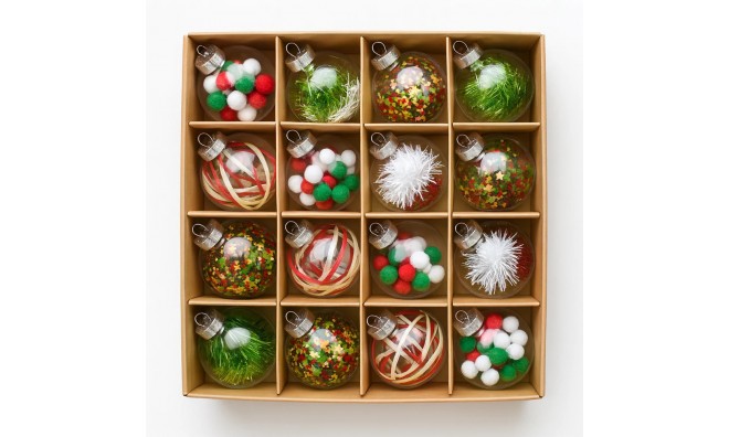 Töltött áttetsző gömbdísz 16 db