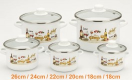 10 részes zománcozott lábas készlet