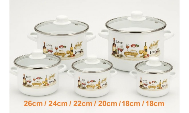 10 részes zománcozott lábas készlet