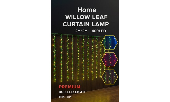 400 LED-es fűzfaleveles fényfüggöny