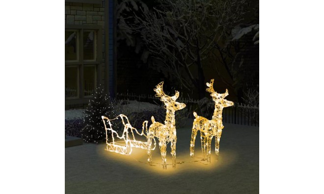 2db világító rénszarvas és szán