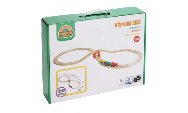 20 részes fa játék vonat készlet