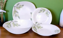 19 részes szögletes opál étkészlet