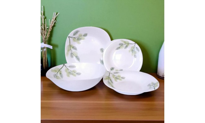 19 részes szögletes opál étkészlet