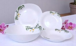 19 részes szögletes opál étkészlet