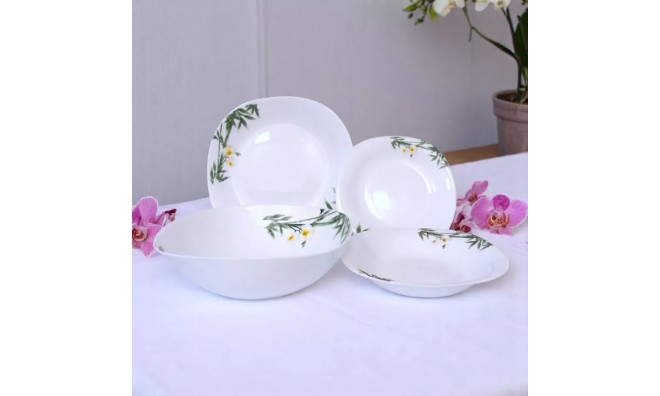 19 részes szögletes opál étkészlet