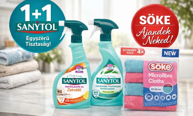 1+1 Sanytol Tisztítószer + Kendő