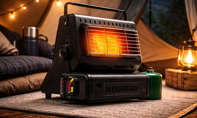 Sátorfűtő és gázfőzőlap, hordozható