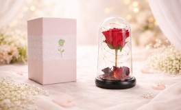 Valentin napi örökrózsa üvegkupola