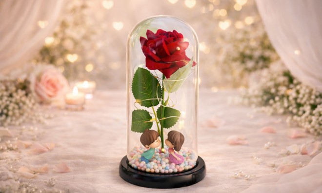 Örök Rózsa üvegkupolában leddel