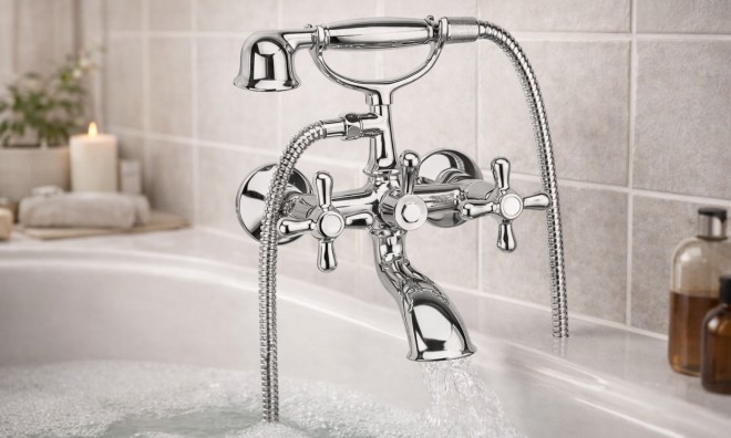 Retro kétkaros fali csaptelep