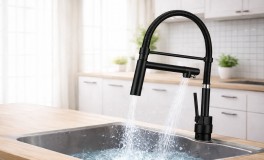 Fekete Rugós Konyhai Csaptelep