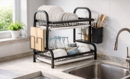 Kétemeletes fémvázas edényszárító