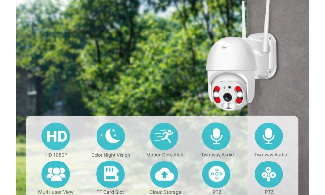 1+1 1080P WiFi IP Kamera 4+4 LED