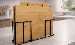 4 db-os bambusz vágódeszka szett