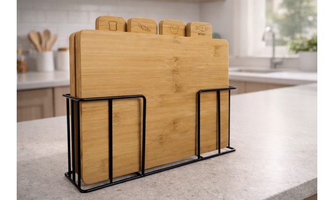 4 db-os bambusz vágódeszka szett