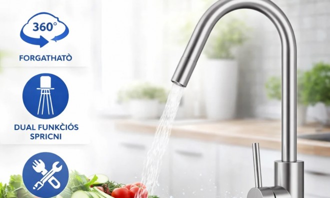 Rozsdamentes konyhai csaptelep