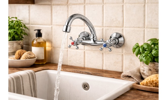 Kétgombos fali konyhai csaptelep