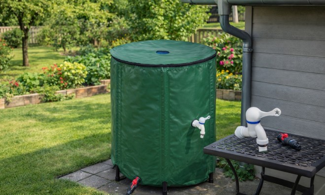 200L esővízgyűjtő tartály csapokkal