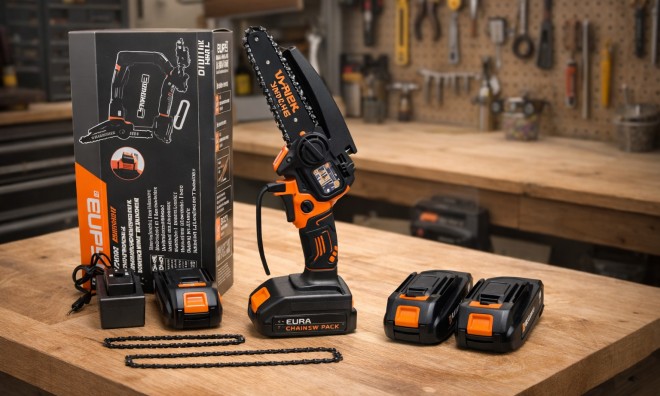 Haina Láncfűrész 2db 62V akkuval 6'