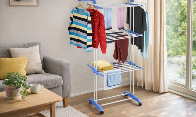 Gurulós fém 3 szintes ruhaszárító