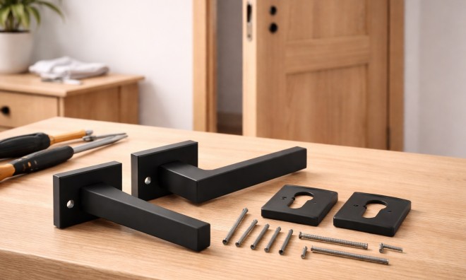 Vas-aluminium ajtókilincs készlet