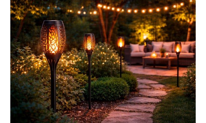 5 db Napelemes Kerti Fáklya