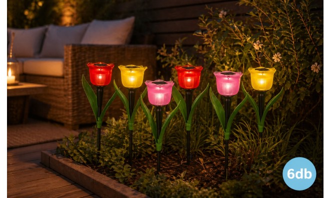 6db LED szolár tulipán kerti lámpa