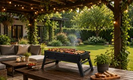 Összehajtható BBQ faszenes grill