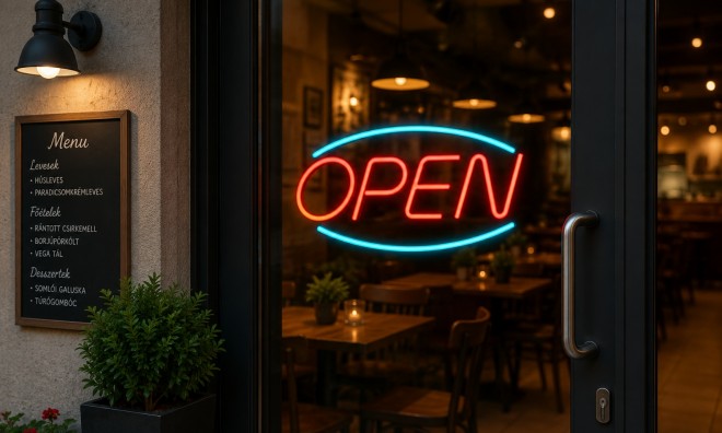 Fali neon felirat - Open