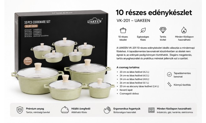UAKEEN 10 részes edénykészlet 2