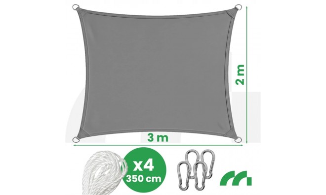Aura 3x2 m szürke napvitora 4