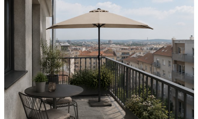 Félkör-Balkon napernyő széltörővel 3