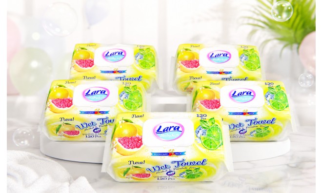 5 x 120 lap Lara Nedves Törlőkendő  2