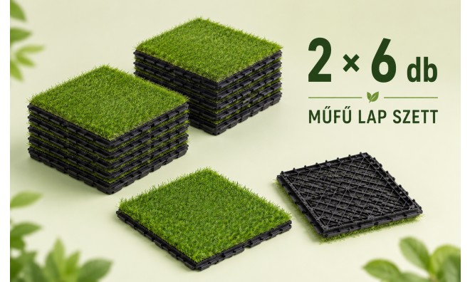 2 x 6db Műfű padlóburkolat 30x30 cm 2