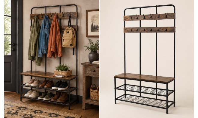 Loft stílusú előszobabútor paddal