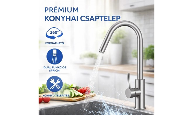 Rozsdamentes konyhai csaptelep