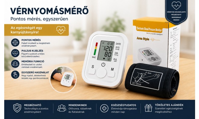Felkaros vérnyomásmérő, LCD kijelző