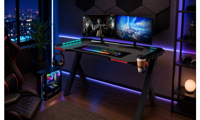 Beépített ledes Gamer asztal 3