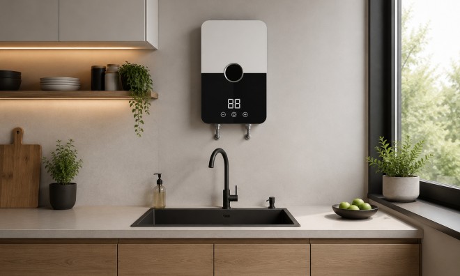 Fali átfolyós RYK-001 villanybojler, 5500W 2