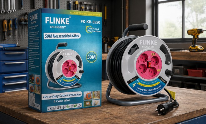 Flinke FK-KB-5550 Kábeldob Hosszabbító, 50m