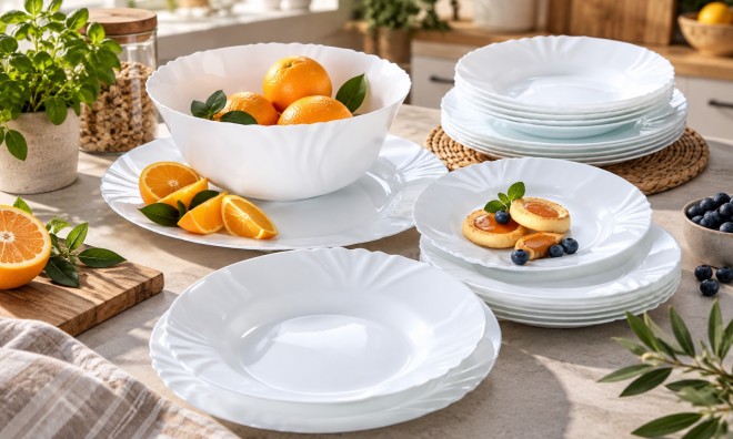 Luminarc Cadix 19 részes fehér üveg étkészlet