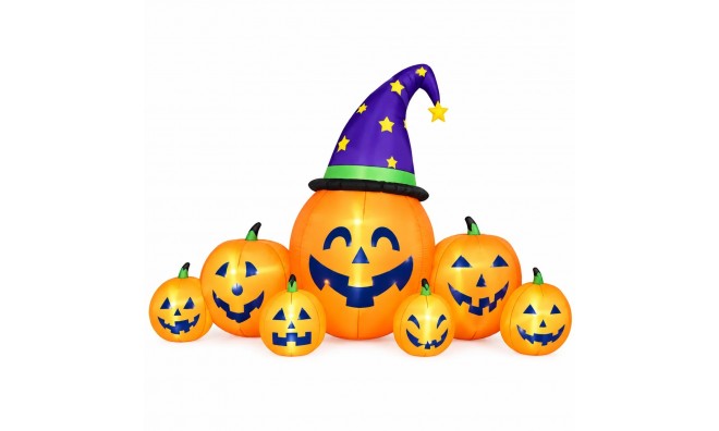 Halloween tök dekoráció boszorkánykalappal 2