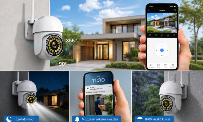 1+1 WiFi IP kamera kül- és beltéri használatra 1080P 