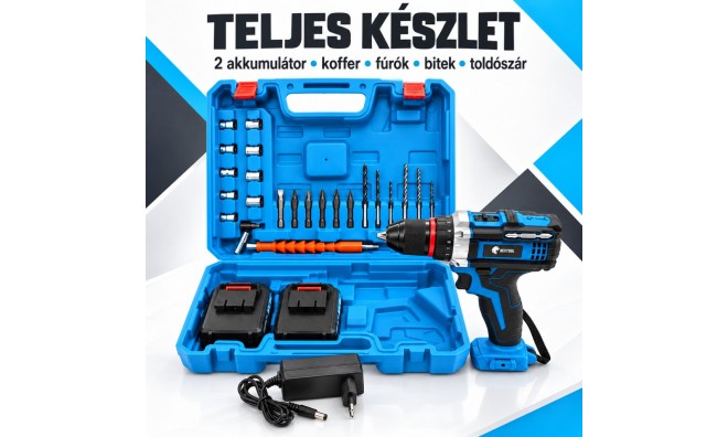 Rextool dupla akkumulátoros fúró-csavarozó